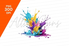 Colorful Paints Exploding On White Background Product Image 1