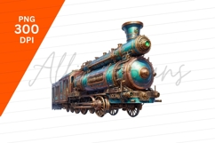 Steampunk Style Locomotive Isolated On White Product Image 1