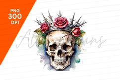 Skull With Rose Crown Watercolor Illustration Product Image 1