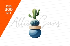 Cactus Plant In Decorative Blue Pot Product Image 1