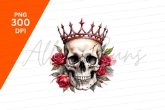 Crowned Skull With Red Roses Illustration Product Image 1