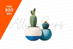 Two Cacti In Stylish Pots Illustration Product Image 1