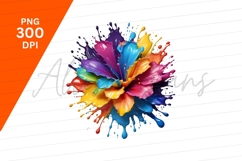 Colorful Paint Splatter Explosion On White Background Product Image 1