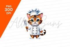Cartoon Tiger Chef Holding A Fork Clipart Product Image 1