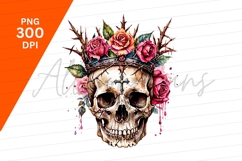 Skull With Roses And Crown Clipart Png Product Image 1