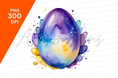 Watercolor Easter Egg Colorful Isolated Clipart Png Product Image 1