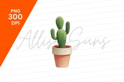 Potted Cactus Plant Illustration Clipart Png Product Image 1