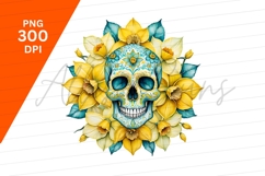Sugar Skull And Daffodils Clipart Png Product Image 1