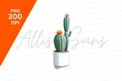 Two Blooming Cacti In White Pot Clipart Png Product Image 1