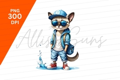 Fashionable Cat Cartoon Character In Cool Outfit Product Image 1