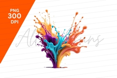 Vibrant Colorful Paint Splash Isolated Clipart Png Product Image 1