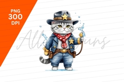 Cute Cat Sheriff Cartoon Character Clipart Png Product Image 1