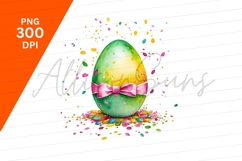 Watercolor Easter Egg With Pink Bow Product Image 1
