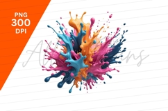 Colorful Paint Splashes Clipart Png On White Product Image 1