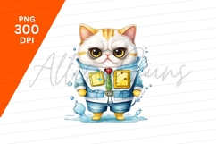Cartoon Cat Wearing A Blue Business Suit Product Image 1
