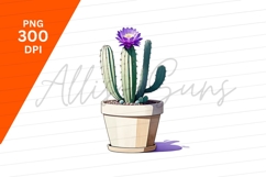 Blooming Cactus Plant In Pot Clipart Png Product Image 1