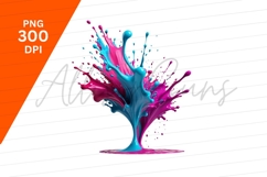 Abstract Pink And Blue Paint Splash Clipart Product Image 1