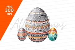Watercolor Easter Eggs With Abstract Tribal Designs Product Image 1