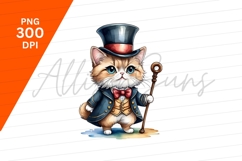Elegant Cat Gentleman Clipart Png Illustration Product Image 1