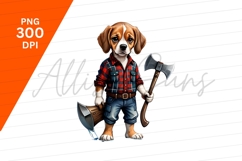 Beagle Dog Lumberjack Cartoon With Axes Product Image 1