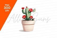 Cactus With Red Flowers Clipart Png Product Image 1