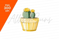 Cartoon Cactus With Yellow Flowers Clipart Png Product Image 1