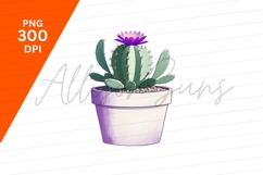 Cactus With Purple Flower In Pot Clipart Png Product Image 1