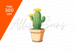 Cactus In Pot With Yellow Flowers Clipart Png Product Image 1