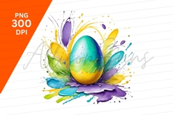 Watercolor Easter Egg With Paint Splashes Clipart Product Image 1