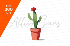 Cactus With Red Flower In A Pot Clipart Product Image 1