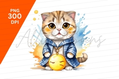 Cute Kitty Wearing Pajamas Clipart Png Product Image 1