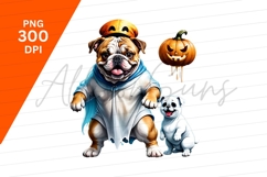 Bulldogs And Pumpkin Head Celebrate Halloween Clipart Png Product Image 1