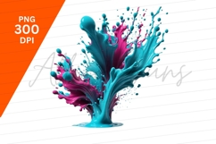 Vibrant Pink And Teal Paint Splash Clipart Product Image 1
