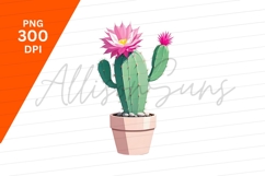 Potted Cactus With Pink Flowers Clipart Png Product Image 1