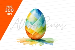 Watercolor Easter Egg Colorful Clipart Png Product Image 1
