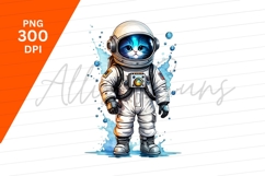 Cute Cartoon Cat Astronaut Clipart Png Product Image 1