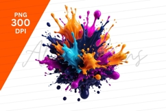 Colorful Paint Splashes On White Background Clipart Png Product Image 1