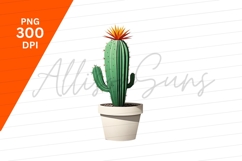Blooming Cactus Plant In Pot Clipart Png Product Image 1