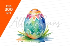 Watercolor Easter Egg Floral Clipart Png Product Image 1