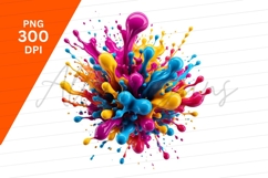 Colorful Paint Splash Explosion On White Background Clipart Product Image 1