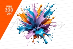 Vibrant Colorful Paint Splashes Isolated On White PNG Product Image 1