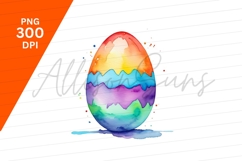 Colorful Watercolor Easter Egg Clipart Png Product Image 1