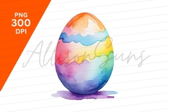 Watercolor Rainbow Easter Egg Clipart Png Product Image 1