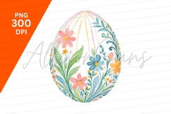 Floral Easter Egg Clipart Png Illustration Product Image 1