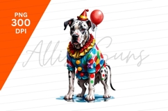 Clown Dalmatian Dog With Balloon Clipart Png Product Image 1
