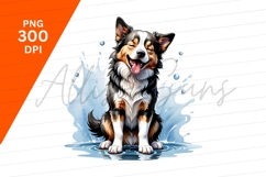Happy Dog Splashing In Water Clipart Png Product Image 1