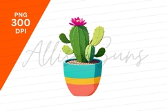Blooming Cactus In Colorful Pot Clipart Png Product Image 1