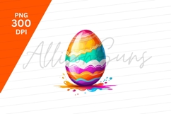 Colorful Easter Egg With Paint Splatter Clipart Png Product Image 1