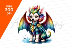 Dragon Puppy Rainbow Wings Cartoon Clipart Png Product Image 1