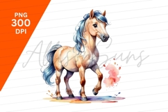 Cartoon Horse Watercolor Style Digital Illustration Clipart Product Image 1